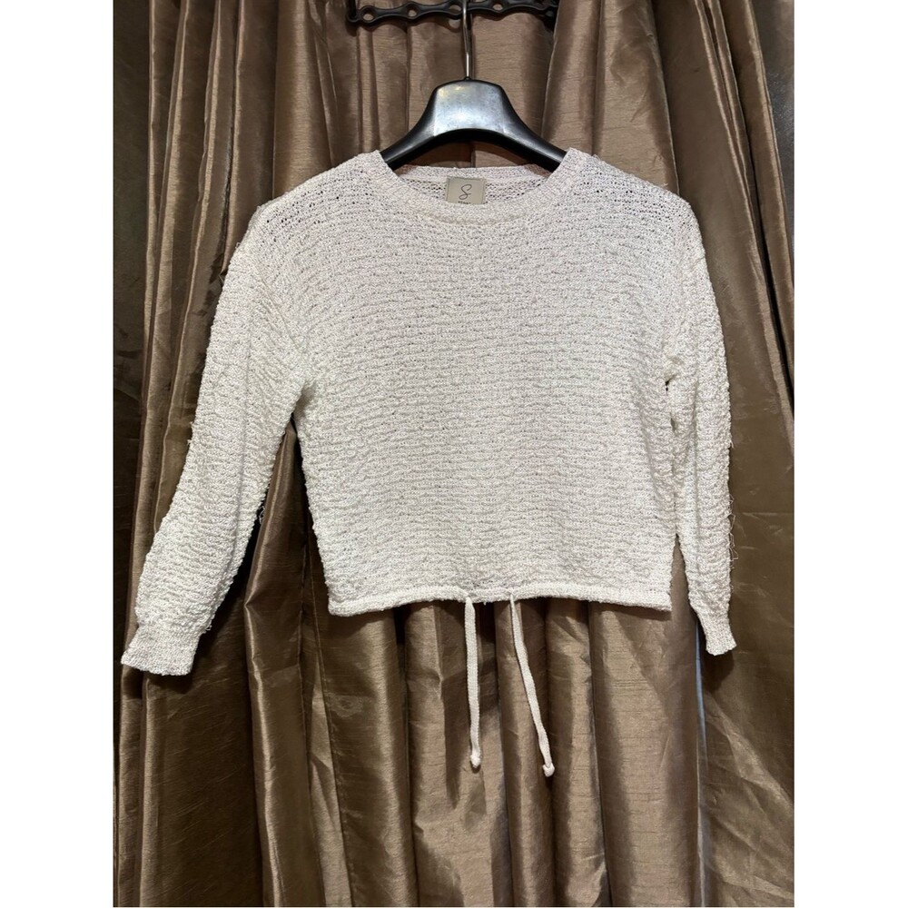 Sioni White Lightweight Knit Crop Sweater 20↔️10↕️ #1836